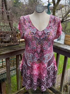 Avenue Studio Pink Paisley Bedazzled Short Dress Women’s Size 14